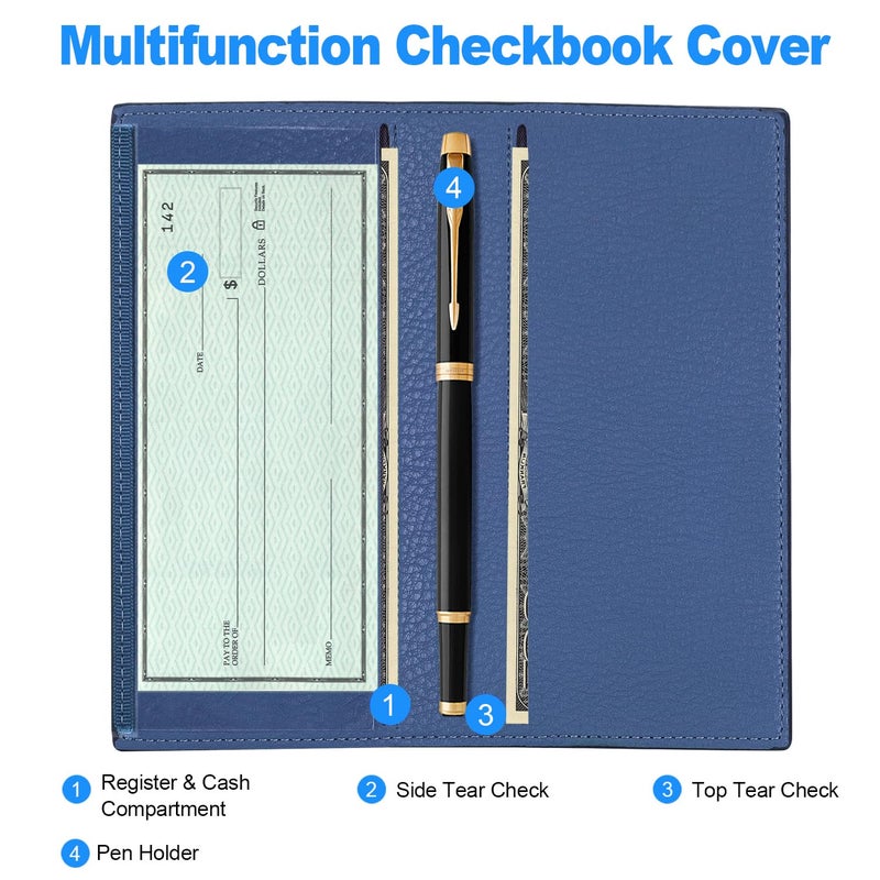 CASMONAL Premium Leather Checkbook Cover for Men and Women Checkbook Holder Wallet RFID Blocking - Image 2